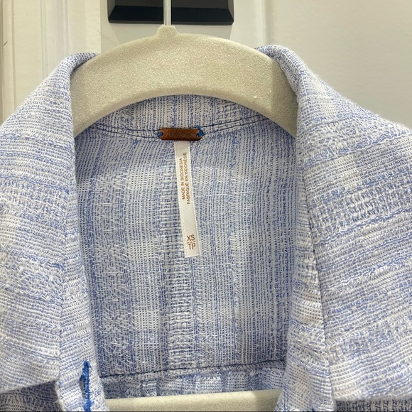 Free People Headed to the Highlands Button Up Top in Blue/White (XS) - Picture 9 of 11